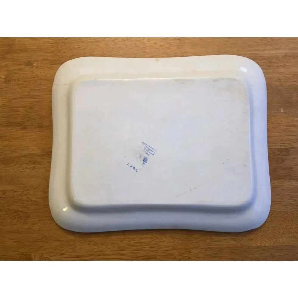 Large Antique Turkey Platter, English, Ceramic Meat Serving Dish Victorian 1890s